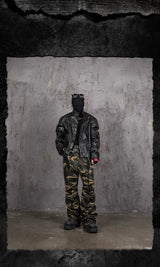 Oversized Distressed Nightfang Leather Biker Jacket