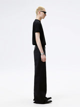 Black Straight Flared Casual Pants