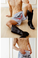 Unisex Vintage Striped Letter Print Boxers