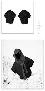 Detachable Hood Short-Sleeve Ring Cut Tees