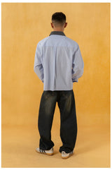 Men's Blue Striped Long Sleeve Shirts