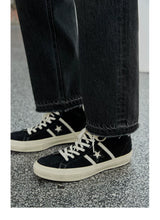 Vintage Washed Distressed Straight Cropped Jeans