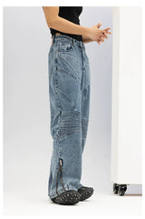 Men's Blue Black Loose Flared Jeans