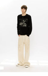Men's Distressed Splashed Ink Straight Jeans