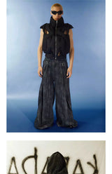 Y2K Washed Loose Flared Denim Overalls