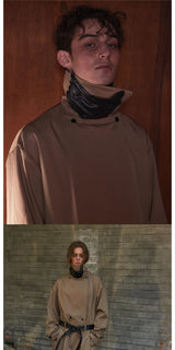 Long Loose Stand Collar Trench Coats