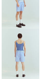 Mixed Blue Deep V Knit Camisole