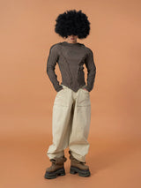 Men's Slim Striped Distressed Long-Sleeve Tee