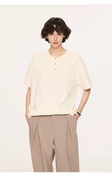 Couple Amber Waffle Boxy Henley Tees