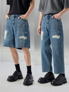 Distressed Patched Denim Pants