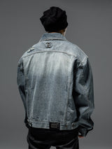 Loose Vintage Blue Distressed Denim Jacket