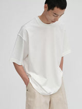 Crew Neck Raw Hem Short-Sleeve Tees