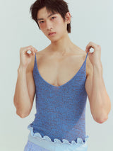 Mixed Blue Deep V Knit Camisole