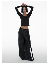 Women's Herringbone Pleated Wide Leg Pants