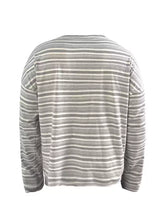 Striped Roll Cuff Drop Shoulder Top