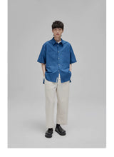 Short Sleeve Square Neck Cotton Shirt