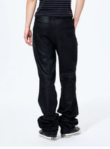 Men's Metallic Zip Waxed Straight Jeans