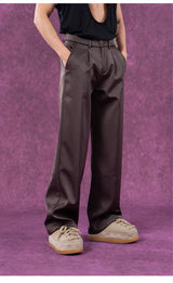 Men's Loose Satin Straight Leg Pants