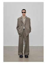 Casual Notched Lapel Wool Blend Blazer