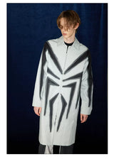 Spider Print Grey Mid-length Coat