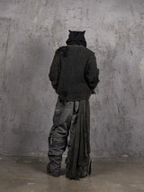 Faded Distressed Patched Knit Sweater