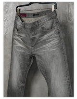 Cream Gray Washed Straight Leg Jeans