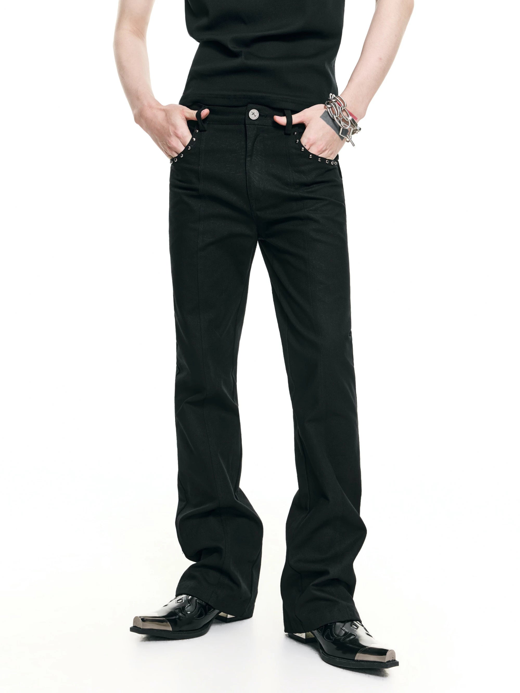 Rivet Slim Canvas Punk Jeans
