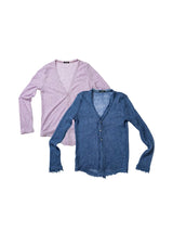 Frayed Slim Cutout Deep V-Neck Cardigan