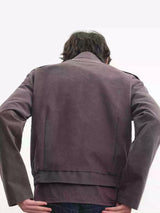 Frost Purple Washed-Brushed Multi-pocket Work Jacket