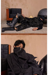Punk Loose Leather Zippered Cropped Pants