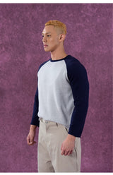 Men's Long Two-tone Raglan Knit Sweater