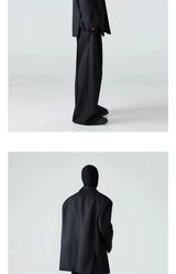 Men's Cropped Black Padded Drapey Blazer