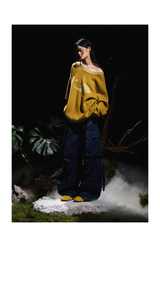 Washed Bamboo Pleated Sash Jeans