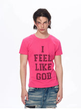 Men's Rhinestone Letter Crew Neck Tees