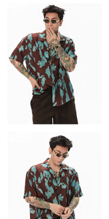 Turquoise Marbled Camp Collar Aloha Shirt