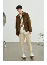 Vintage Herringbone Elastic Waist Cargo Pants