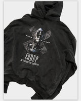 Loose Distressed Dark Metallic Print Sweatshirt