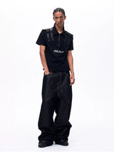 Men's Silver Multi Pocket Wide-Leg Jeans