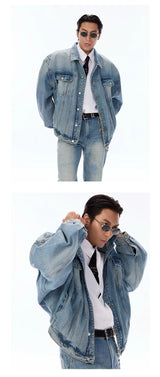 Structured Heavy Wash Denim Jacket