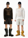 Men's Long Sleeve Striped Mesh Tee
