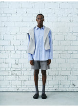 Casual Blue White Pinstriped Sun Shirt