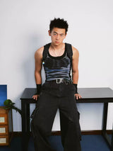 Technoboy Print Ribbed Unisex Tank Tops