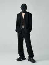 Unisex Loose Padded Uncollared Blazer