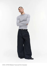 Slim Fit Ribbed Knit Long Sleeve Tops