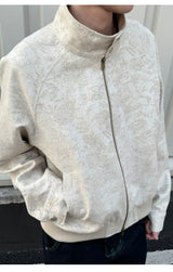 Men's Linen Floral Jacquard Harrington Jacket