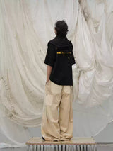 Skin-Friendly Short-Sleeve Detachable Small Hooded Tee