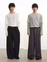 Loose Pleated Wool Pants