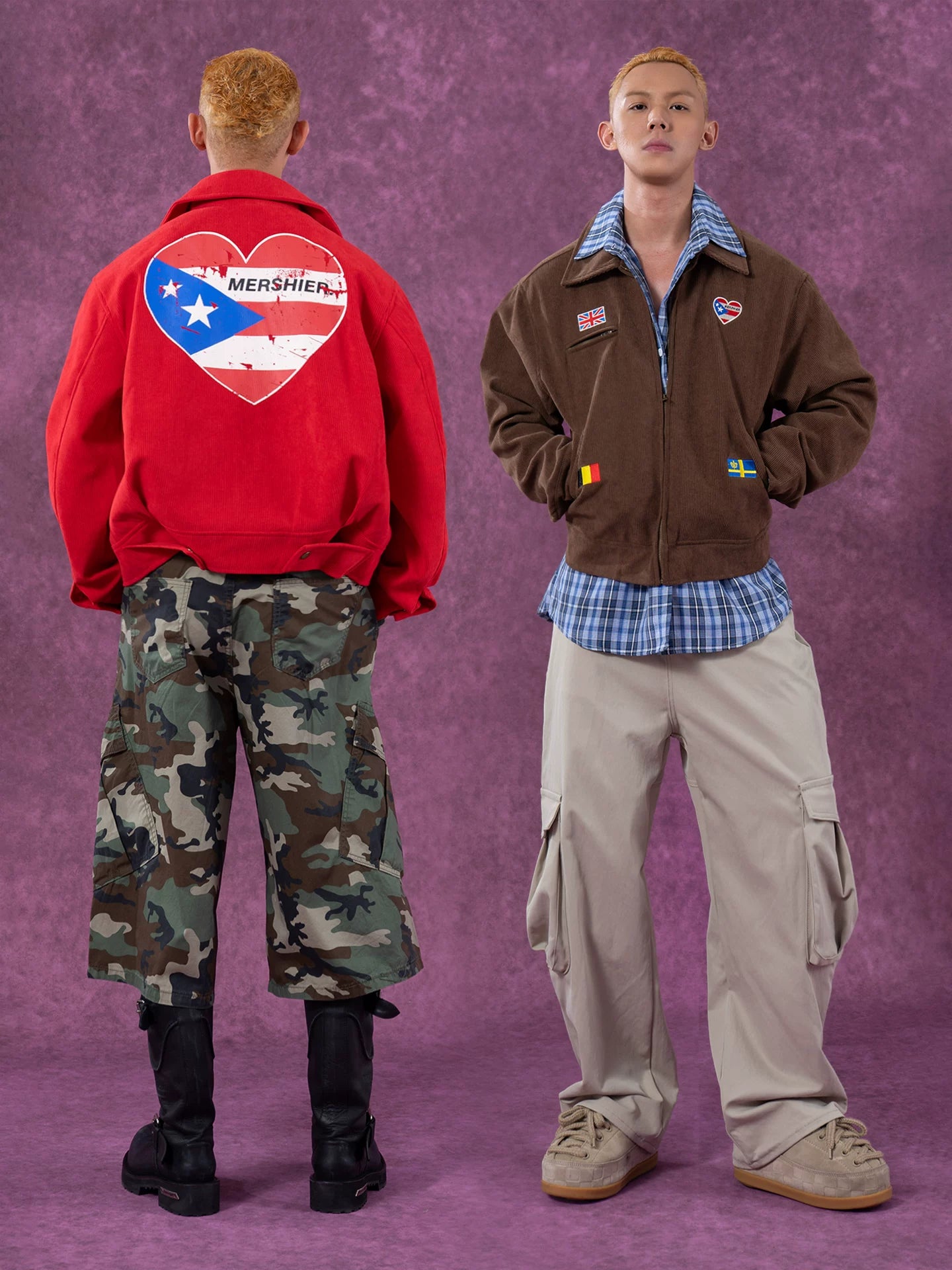 Men's Vintage Corduroy Heart Print Jacket