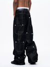 Men's Silver Multi Pocket Wide-Leg Jeans