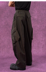 Men's Beige Loose Curved Cargo Pants